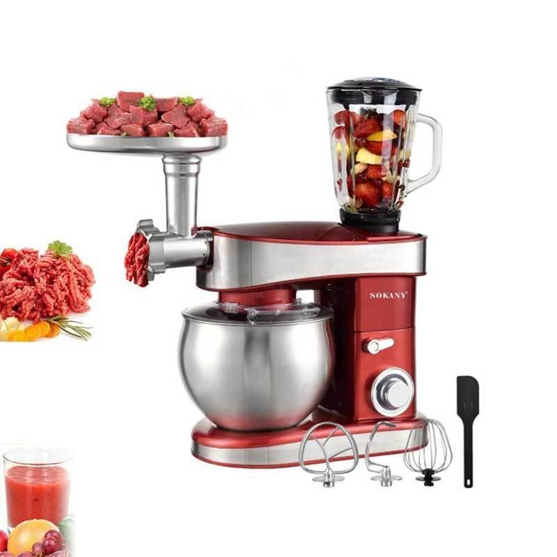 Robot de cuisine Sokany SC-213C, 1200W, bol en acier inoxydable de 6,5 L, mélangeur 1,5 L, hachoir – Image 2